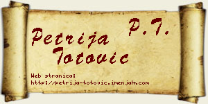 Petrija Totović vizit kartica